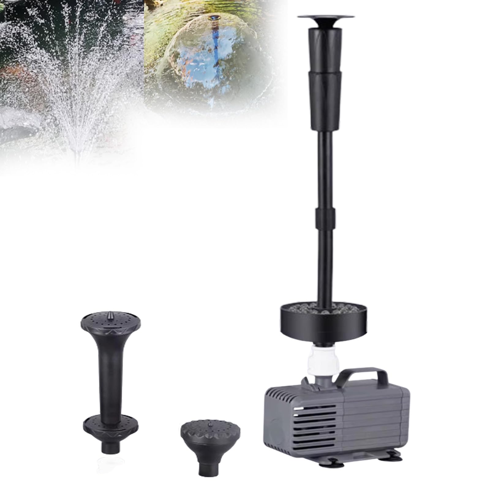 Pompa do stawu LED z zestawem fontann, zanurzalna pompa do fontanny ogrodowej, 1000-5500 l/h, do wodospadu, hydroponiki, akwariów, akwariów, akwariów, do użytku wewnątrz i na zewnątrz