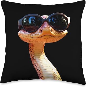 Snake with Sunglasses Python Cobra Mamba Cute Snakes Throw Pillow