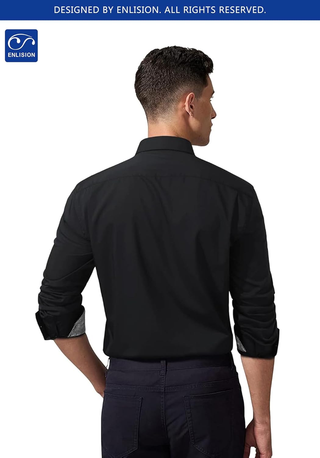 Enlision Dress Shirt for Men Button Down Long Sleeve Shirt Business Casual Inner Contrast Collar Wedding Shirts Regular Fit - Image 3