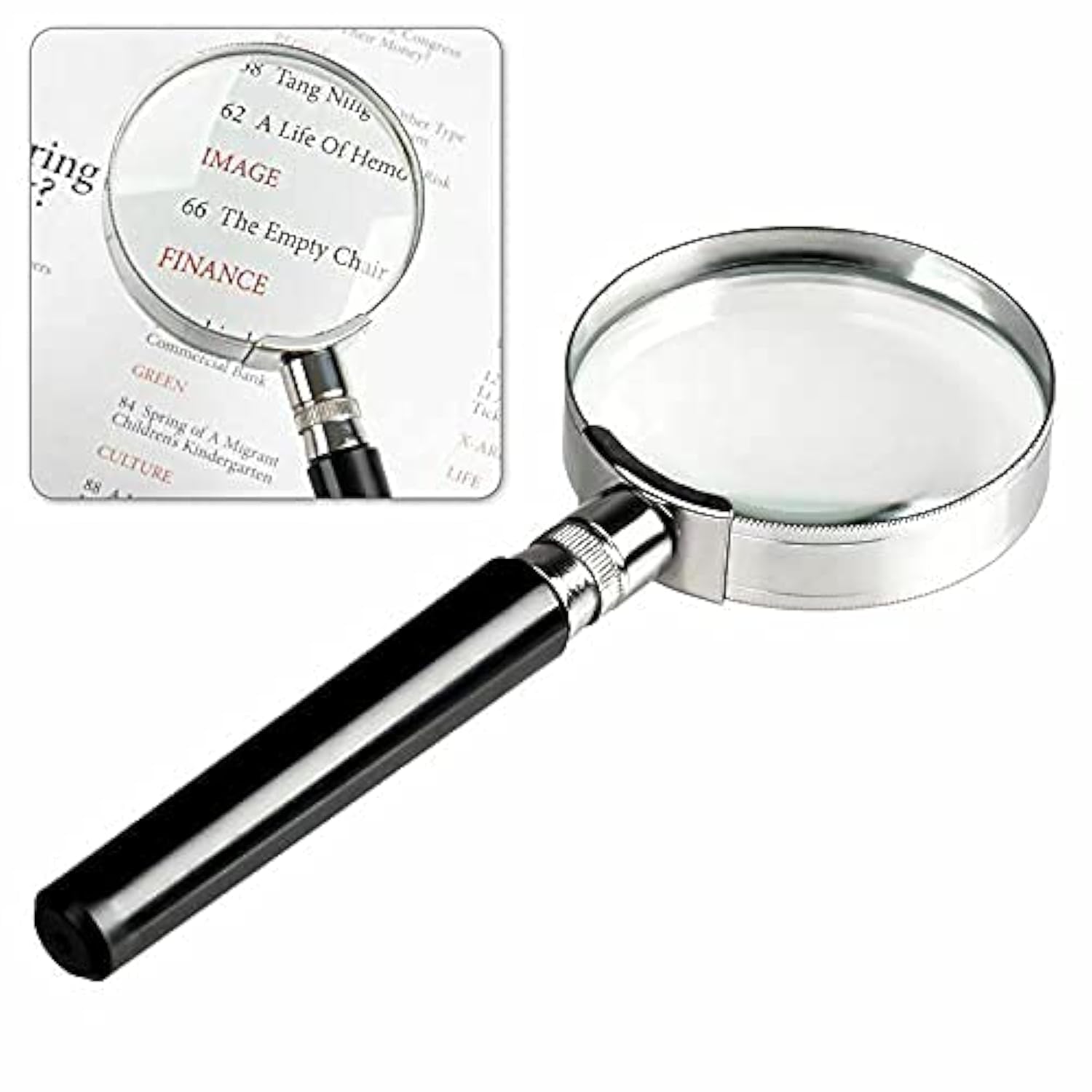 Leemasing Clear 10X Handheld Magnifier Magnifying Glass Handle Low Vision Aid 50Mm High Magnification For Reading, Senior, Map, Inspection, Handcraft Hobby