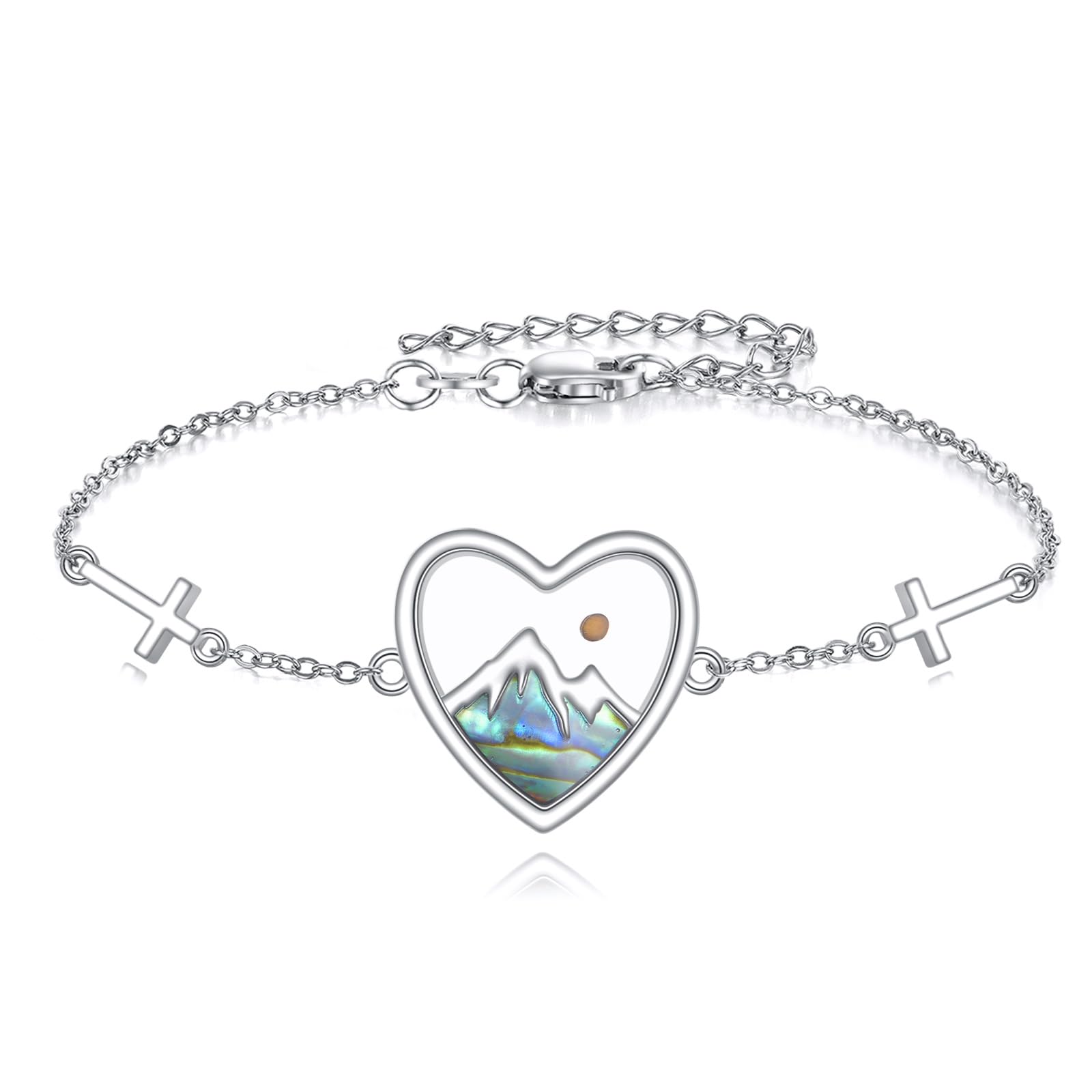 AOBOCO Mustard Seed Bracelet 925 Sterling Silver Cross Bracelets Christian Faith Jewelry Gift for Women