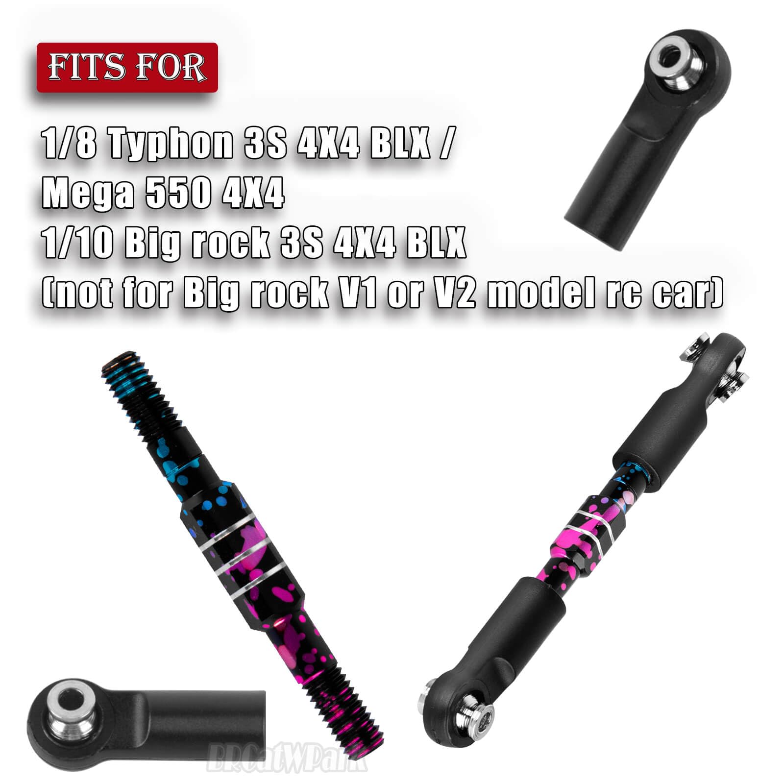 BRCatWPark RC Adjustable Turnbuckles Camber Links Upgrades Part for 1/8 Typhon 3S V3 4WD BLX/Mega 550 1/10 Big Rock 3S V3 4WD BLX,Colorful (Mismatch Big Rock V1 or V2 Model rc car)