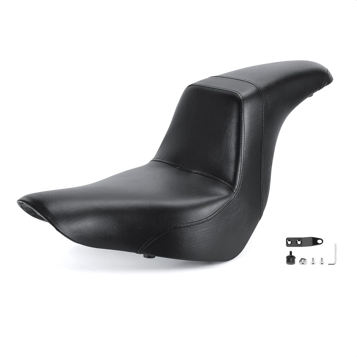 One-Piece Two-up Seat, Driver+Passenger Seat Cushion, Stepped Type Fit for Harley Softail Low Rider FXLR FXLRS FXLRST 2018-2025 (Seat Black)