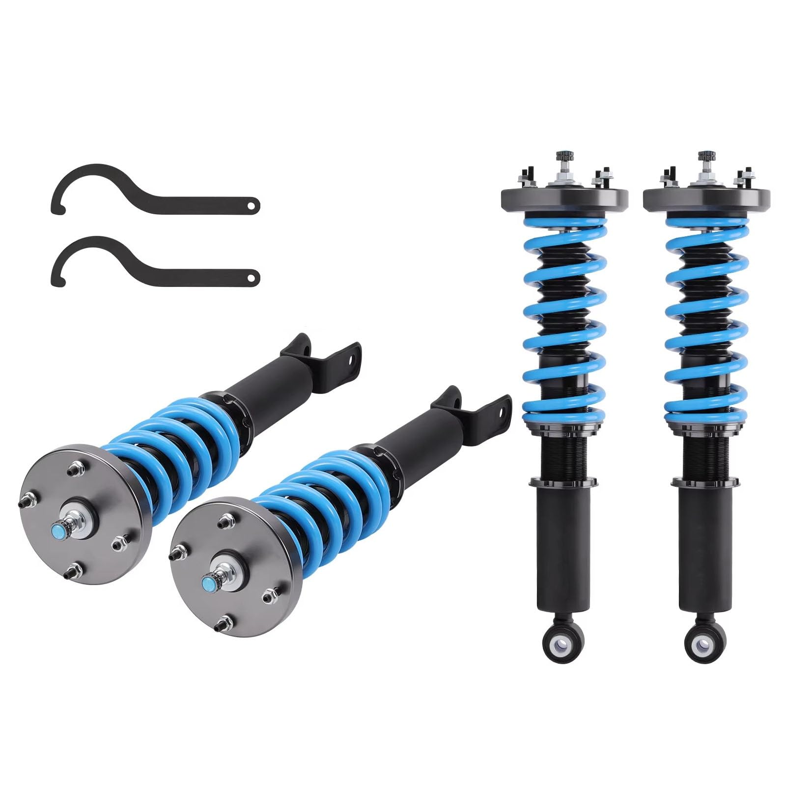 Amortiguadores Suspensión Compatible con Jaguar para XJR XJ8 X358 X350 2003-2009 Kit De Conversión De Suspensión Neumática A Resorte Helicoidal Amortiguador Ajustable Coilover