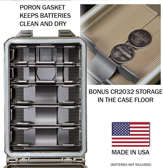 Thyrm CellVault-5M Modular Battery Storage for CR123, 18650, 18350, CR2032 Batteries with Movable Inserts, Made in USA