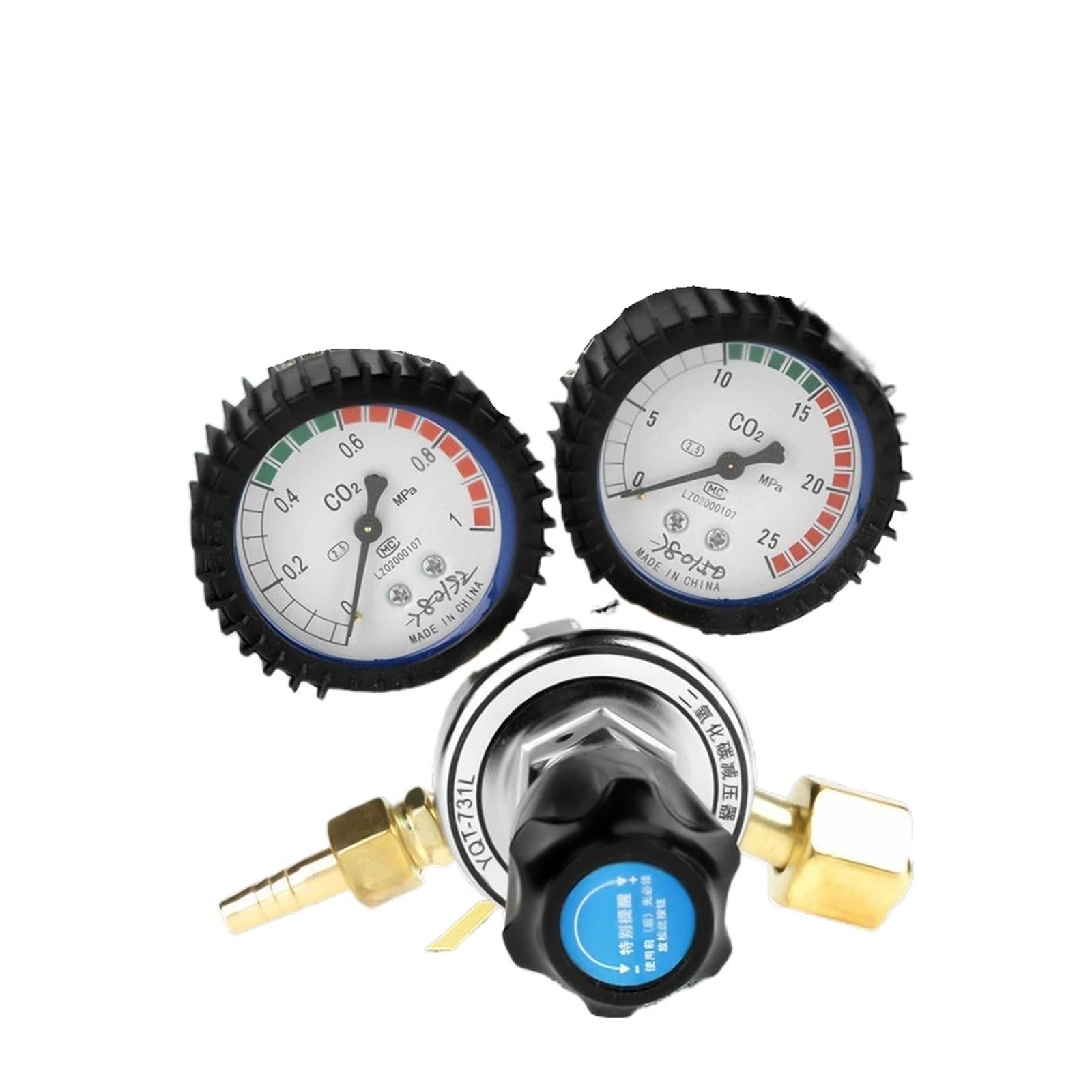 Vmvud One Color Gas Bottle Argon Regulator Carbon Dioxide Heated Pressure Reducer Valves Co2 Flowmeter Welding Weld Pressure Gauges