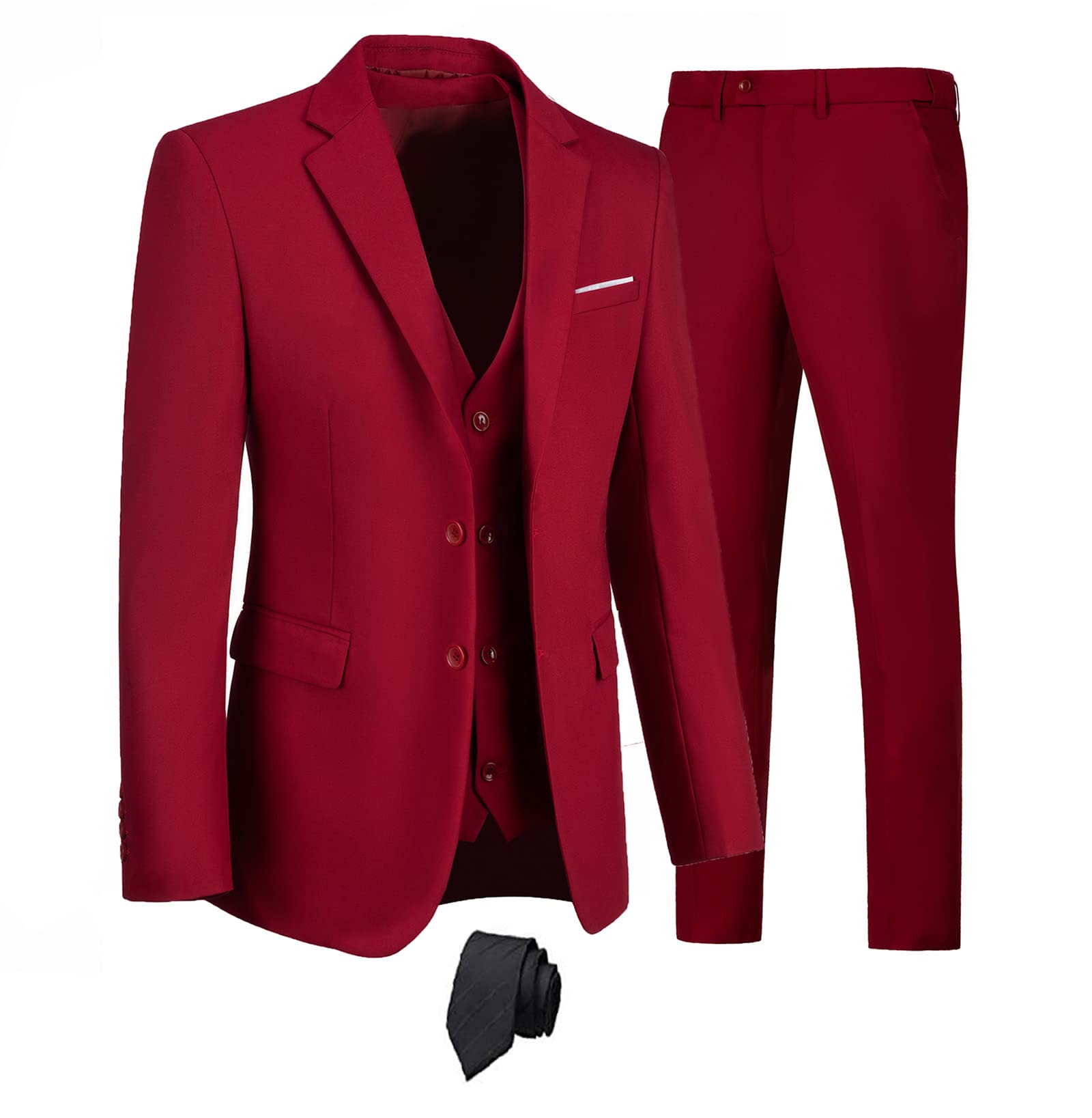 Furuyal Mens Suits 3 Piece Slim Fit Suit Set Formal Wedding Business Tuxedo