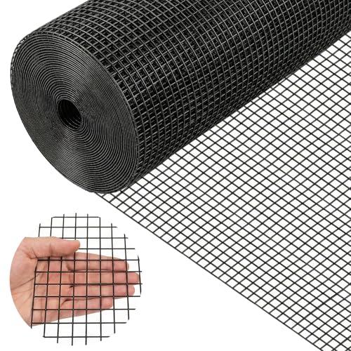Black Hardware Cloth 1/2in Mesh 48in x 100ft, Chicken Wire Fencing PVC Coated 19 Gauge, Welded Chicken Wire for Rodent Proofing, Tree Guard, Garden Fence, Poultry Netting by ReePlan - Used condition - US$89.17