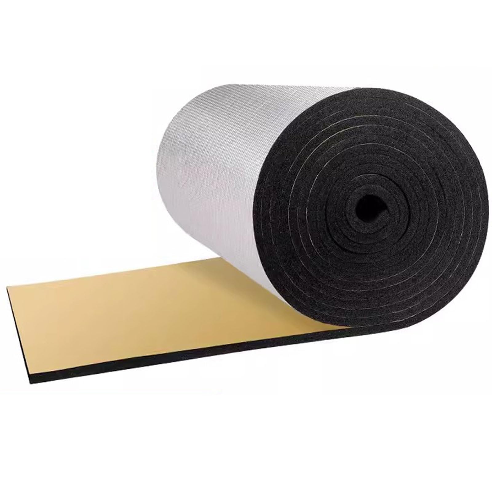 Aislante Térmico Insonorizante Forro Aluminio Papel Adhesivo Para Coche 10mm Espesor Espuma Aislamiento Termico Acústico Reflectante Para Puertas Suelo Techo (Negro, 1mx10mx20mm)