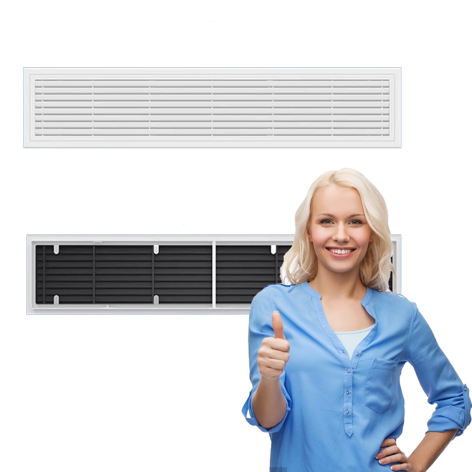 lüftungsgitter Rückluftgitter, FlatAir-Rückluftgitterabdeckung Für Wohnzimmer, Büro, Badezimmer, Lüftungsgitter(A,110x25cm/44x10in)