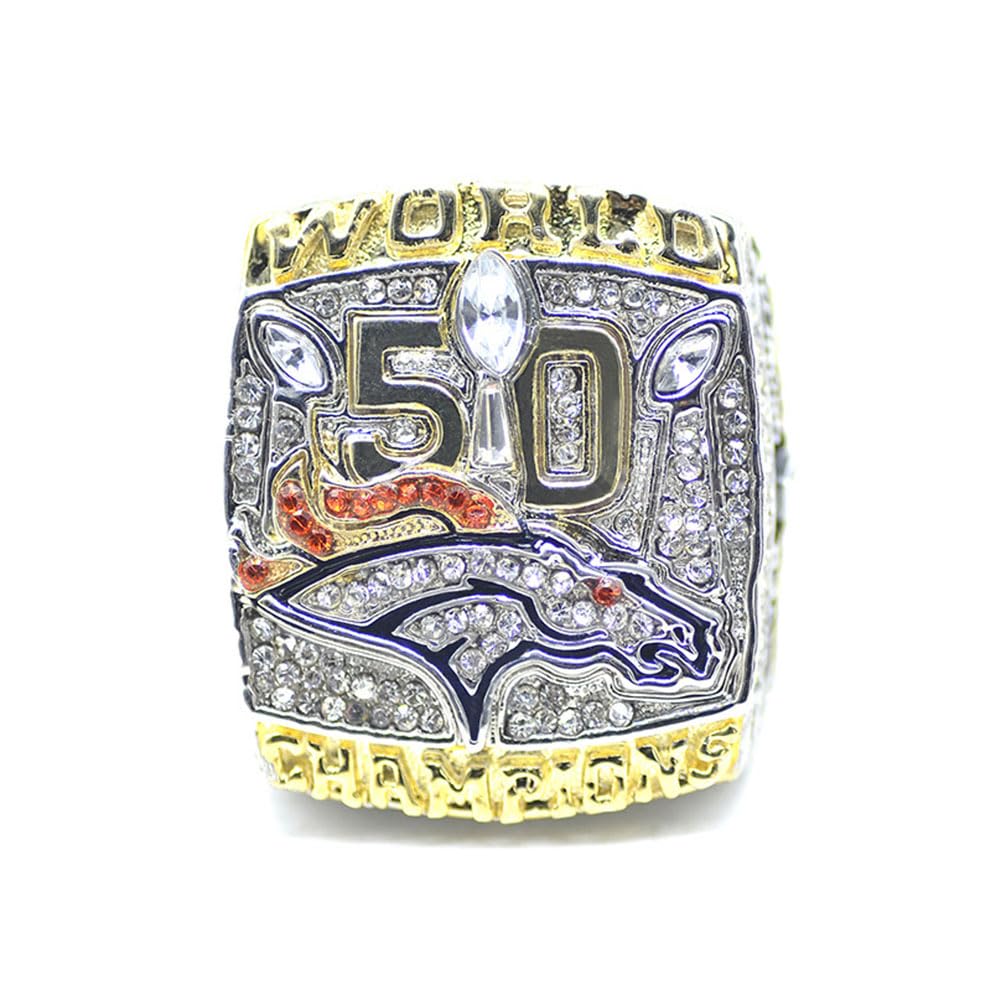 Bague De Championnat des Broncos 2015 - Bijou avec Gravure en Relief 3D À Collectionner pour Les Fans La Famille Et Les Amis Cadeau Commémoratif Idéal pour La Ligue De Football