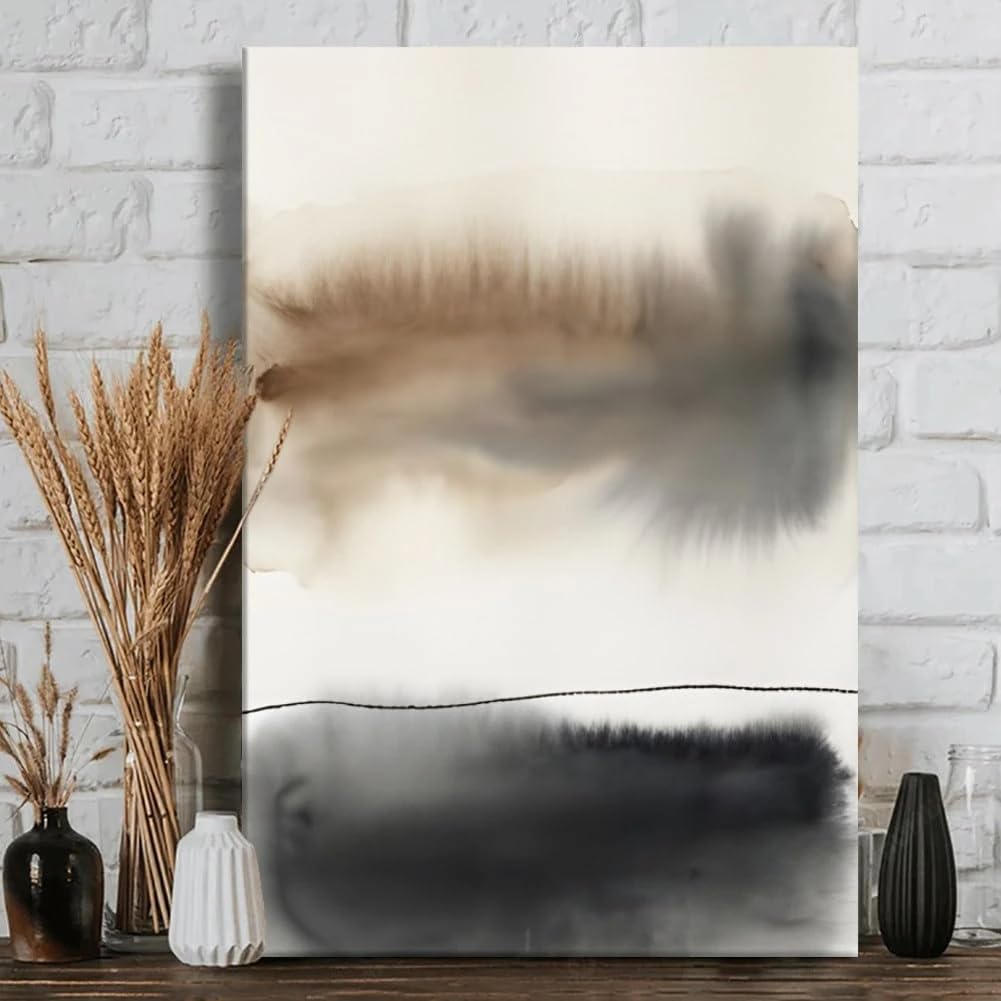 1 lienzo con estampado abstracto estilo aguada, ideal para la decoración del hogar (70x100cm/Sin marco)