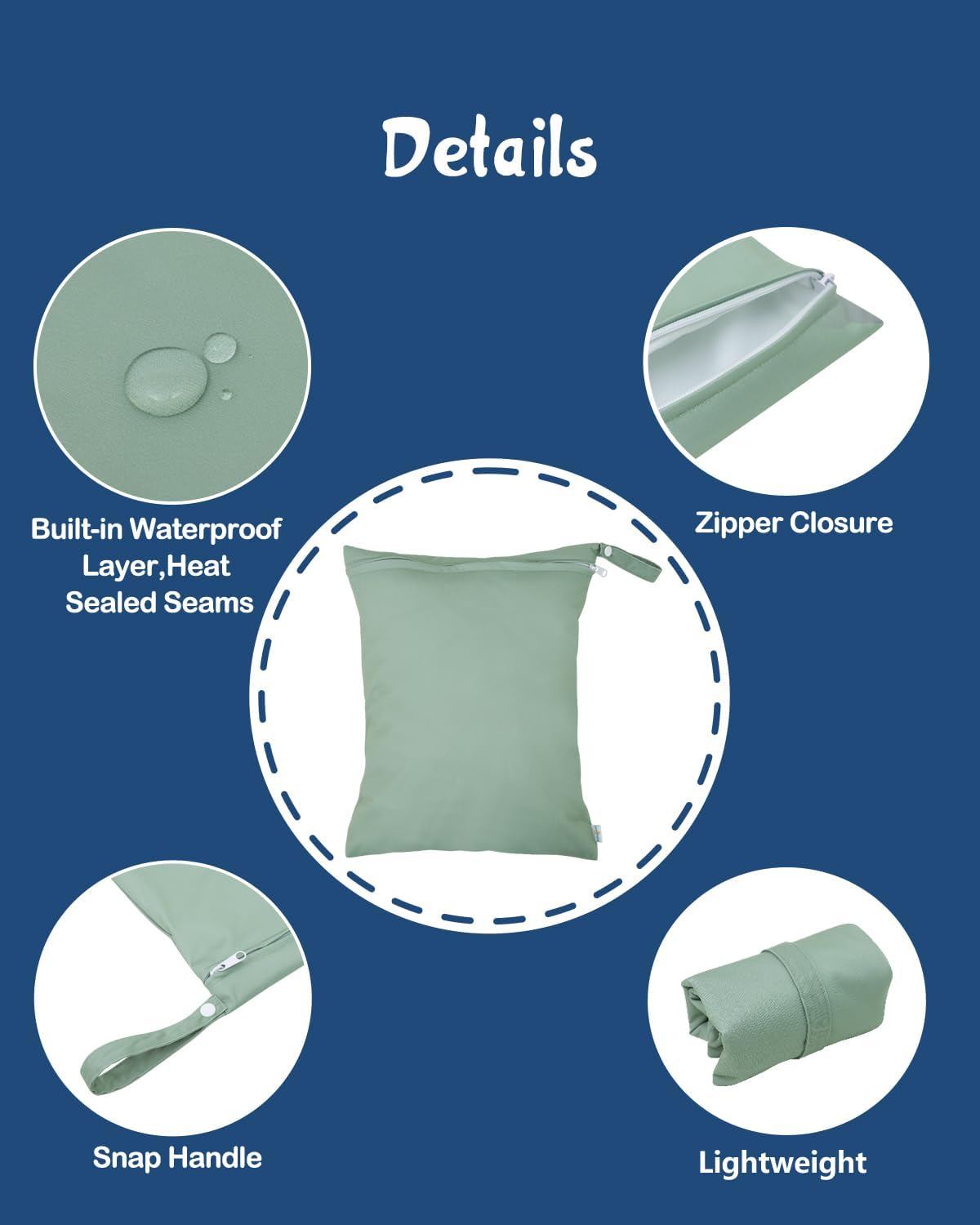 babygoal Reusable Swim Diapers with Wet Bag 4 Pack - Adjustable Water Diapers for 0-8M Baby Boy and Girl Swimming Lessons-Solid Color - Image 4