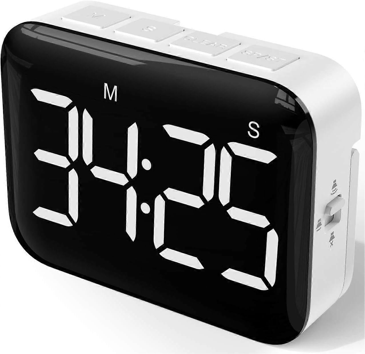 Temporizador digital de cocina con pantalla LED grande, temporizador magnético con brillo ajustable y soun
