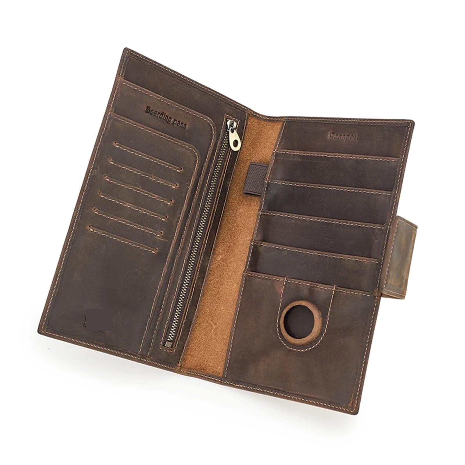Portapassaporto Portafoglio in pelle for passaporto di famiglia, porta carte, custodia for AirTag, borsa da viaggio for famiglie Per viaggi di lavoro, viaggi(Coffee)