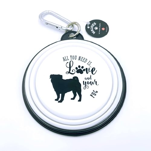 Bol de Viaje Plegable para Perros All You Need is Love and Your (Pug)