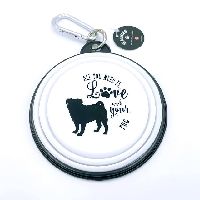 Bol de Viaje Plegable para Perros All You Need is Love and Your (Pug)