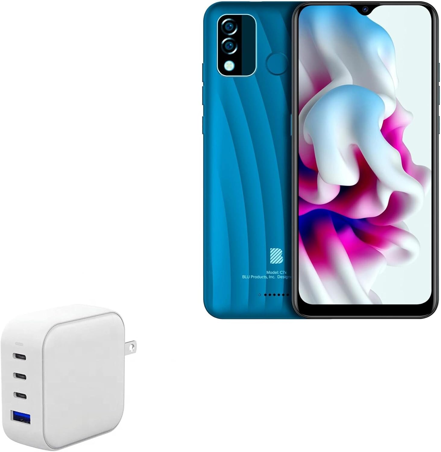 BoxWave Charger Compatible with BLU C7X - PD miniCube (100W), 100W 3 PD Port Wall Charger International - Winter White