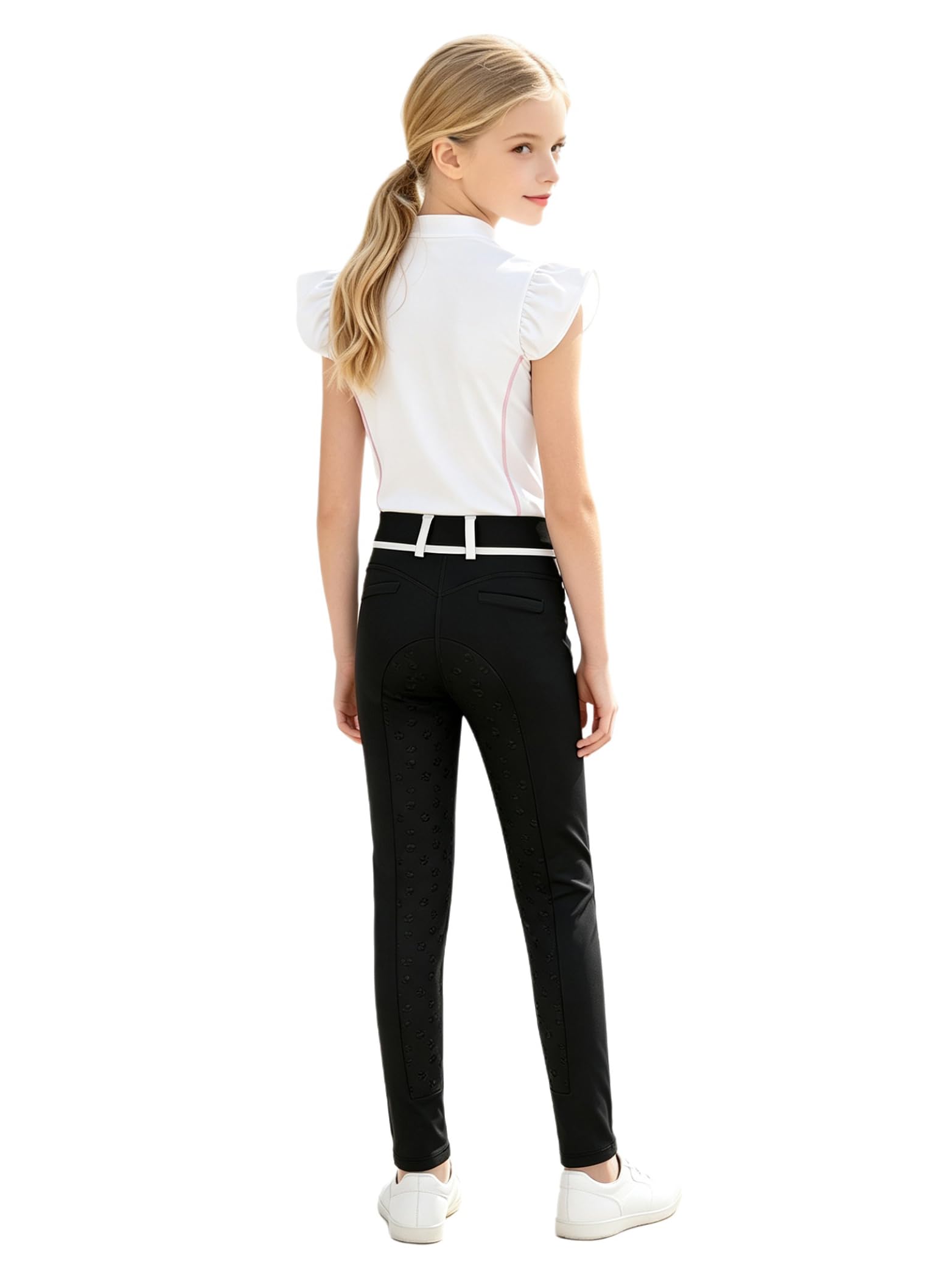 Jhaoyu Niña Chamarra Y Jodhpurs Equitación Camisa Niñas Ropa Entrenamiento | Manga Volante,Respirable,Conjunto De Piezas,Equitación,Latino,Bailarina,Deportes Equestres,Fitness,Acampar,Ciclista