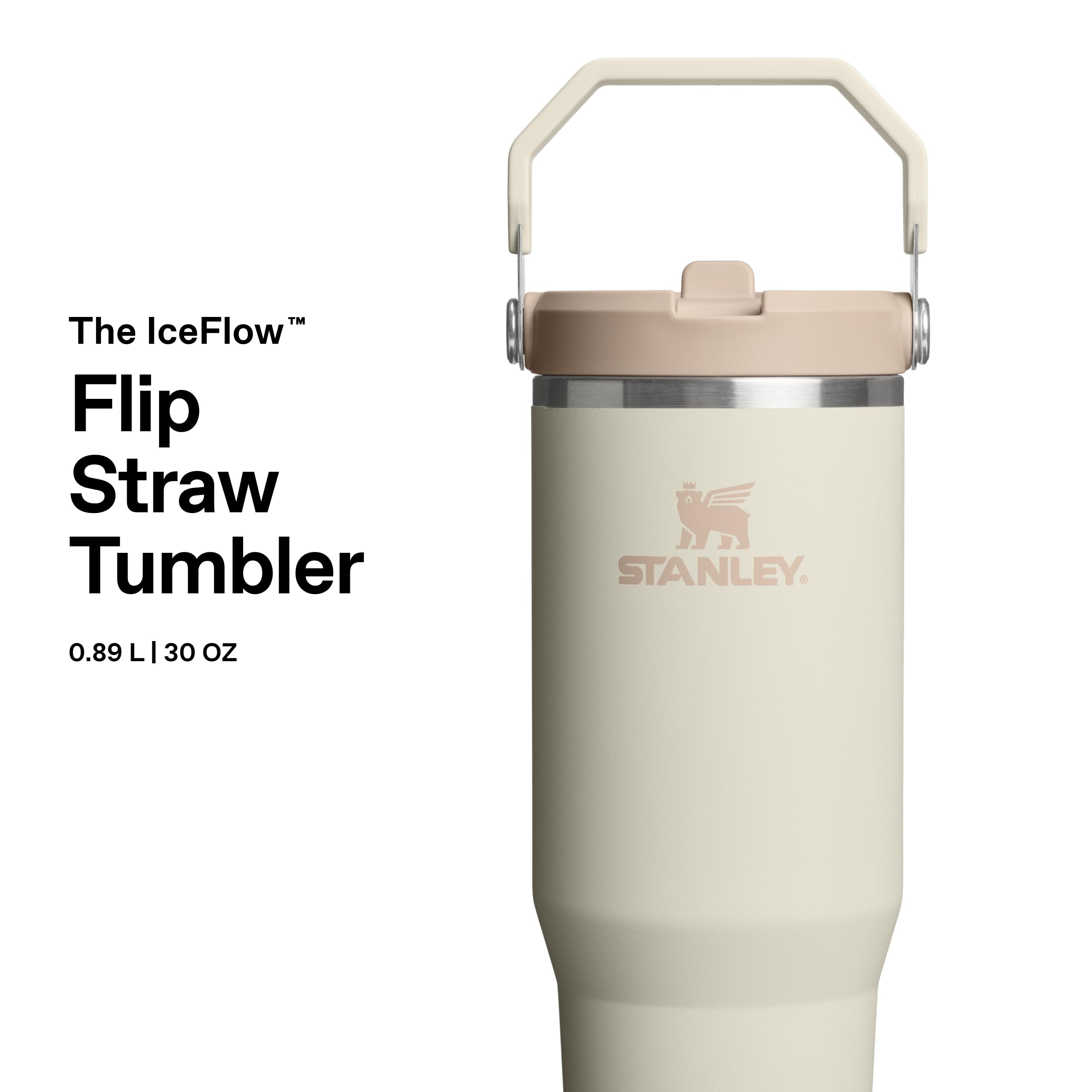 Stanley 1913 Flip Straw Tumbler Borraccia Con Cannuccia 0.89L - Cream | Fredda Per 12 Ore - Borraccia Termica Senza BPA - Bottiglia Acqua Facile Da Trasportare - Lavabile In Lavastoviglie