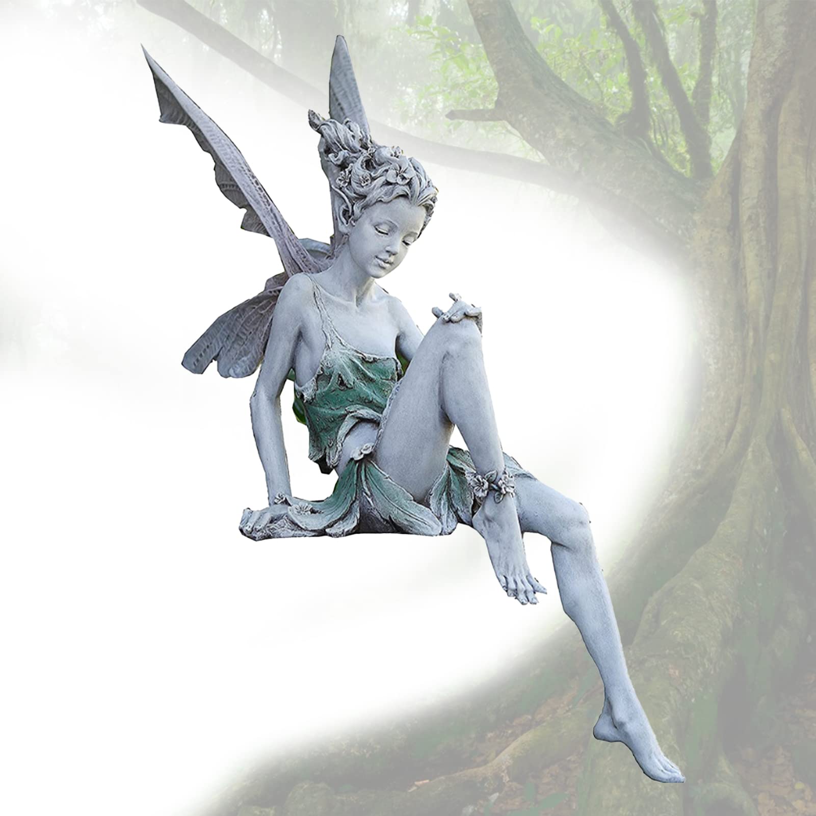 TRAHOO-Statue Jardin Fée Assise, Figurines Jardin Elfes Assis, Statue