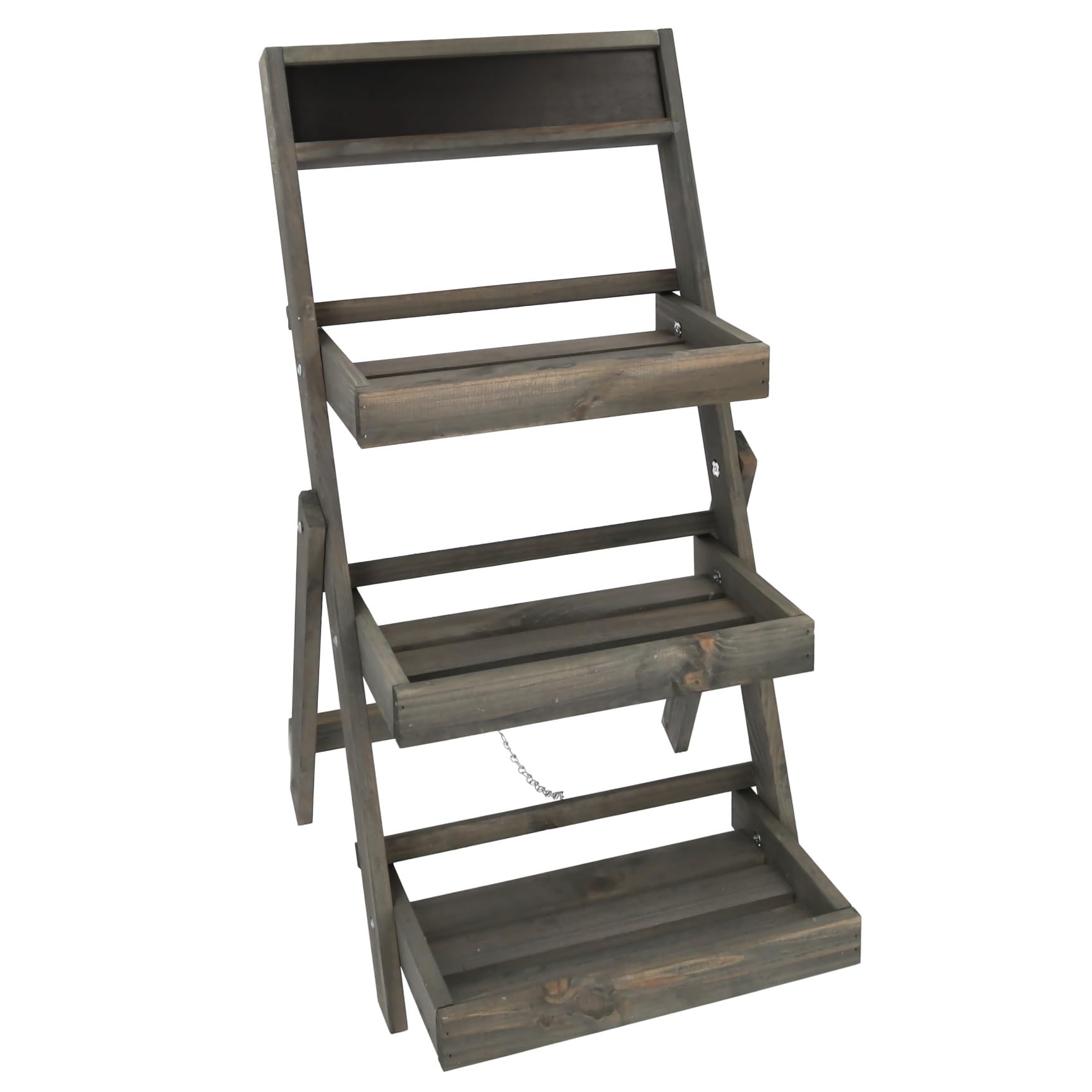 Outsunny 3-laags Plantenrek,bloementrap Met Bevestigingshaken Tuinplantenstandaard Natuurlijk Hout 80 Cm X 36 Cm X~1gd8ect309g00