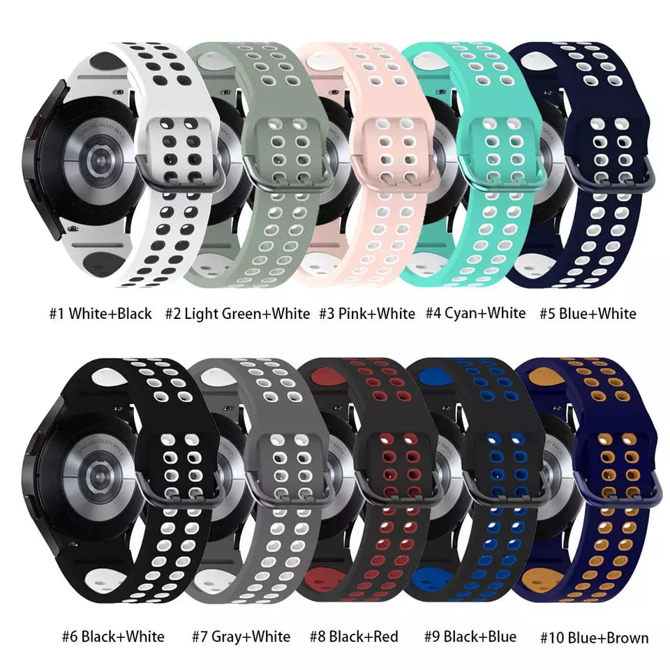 Image of FOLX FAG05 Sport Ni-ke Airhole Silicone Strap Compatible for Samsung Galaxy Watch 4 Band & Galaxy Watch 5 Band 44mm 40mm /Watch 5 Pro Bands 45mm /Galaxy Watch 4 Classic Bands 46mm 42mm,20mm Sport Strap Wristbands for Men Women Unisex (BLACK & GREY)