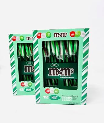 M&Ms Candy Canes Mint Flavored, 12ct box Pack of 2