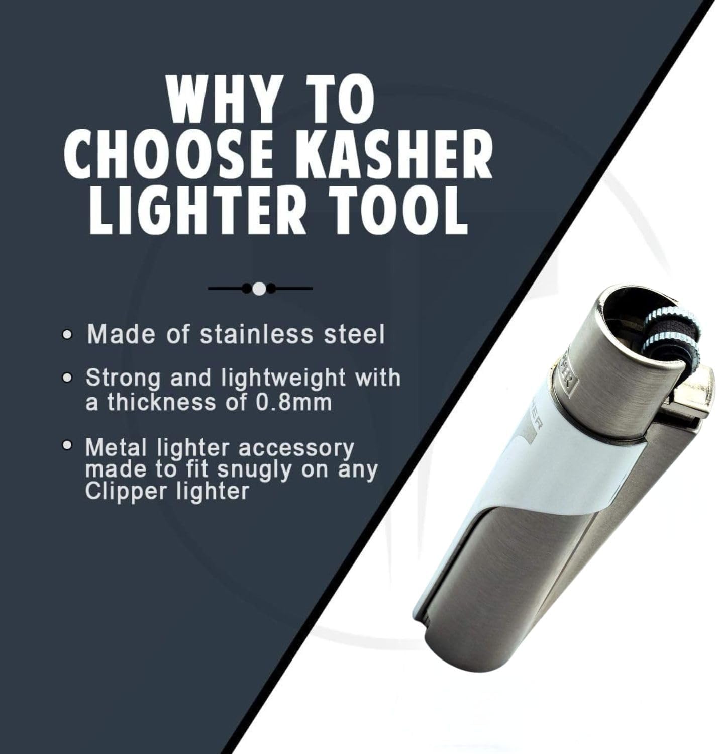 Kasher’s Metallic Multipurpose Lighter Tool - A Stunning Combo of Refillable Metal Lighter case - Suitable to use as Pipe Cleaner, Cutter, etc (Silver Kasher)