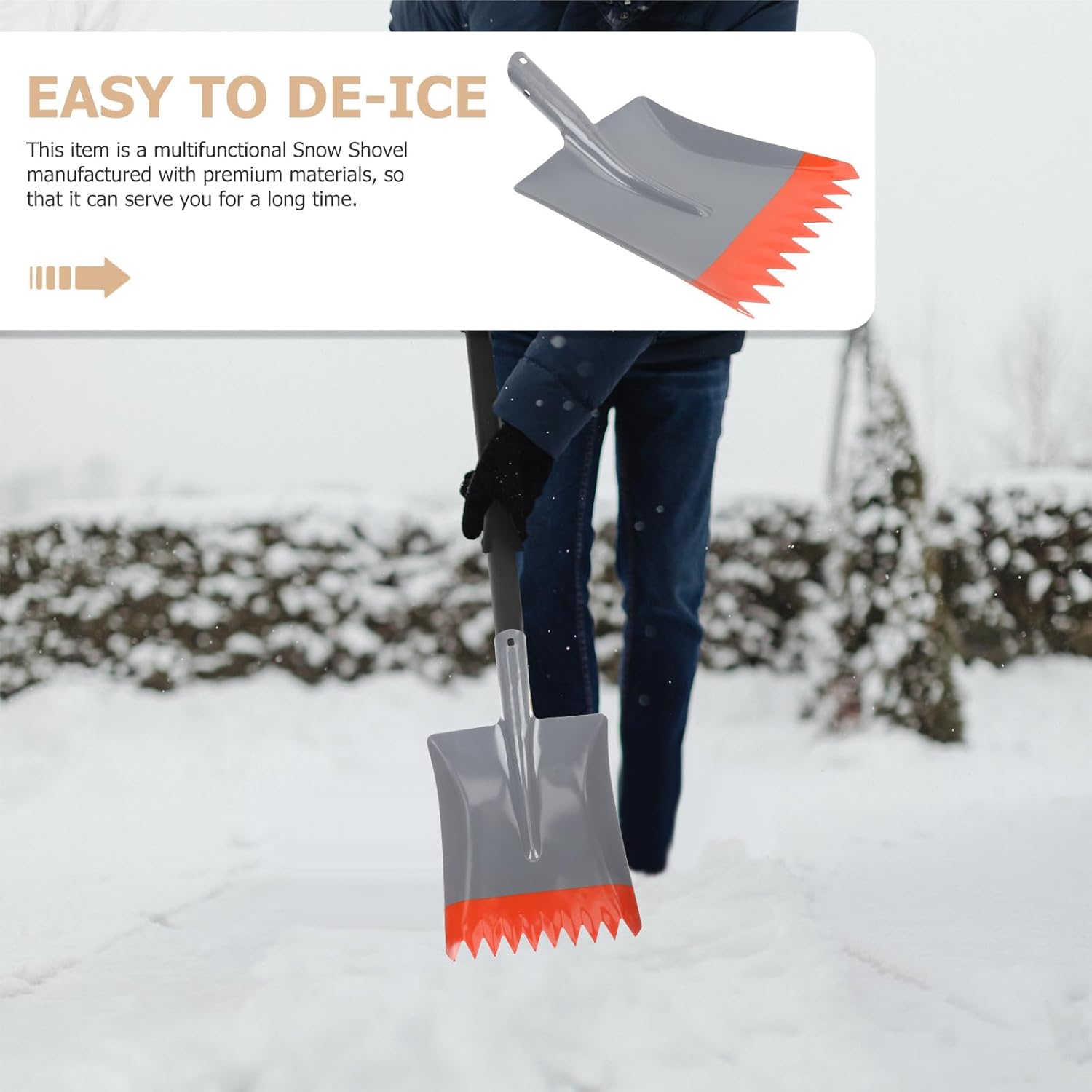 Professional Ice Breaking Shovel with Replaceable Scraper Head Heavy Duty All-Steel Snow Shovel for Outdoor Ice Removal and Sidewalk Snow Clearing for Driveway and Frost Cleanup