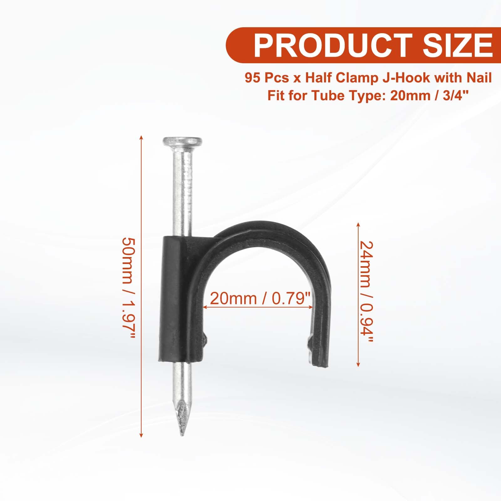 PATIKIL Half Clamp J-Hook with Nail 3/4" / 20mm - Image 2
