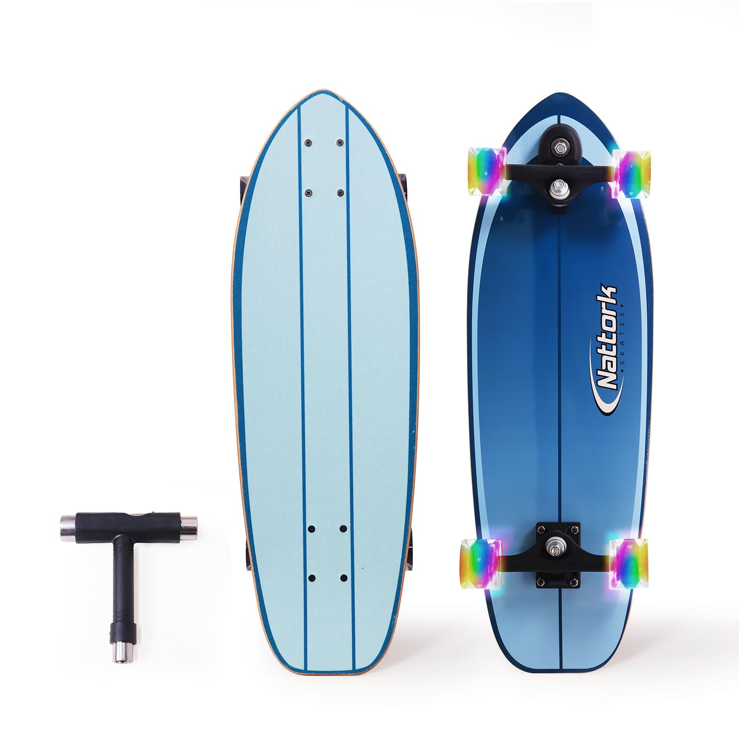 Nattork Complete Kid Skateboards 29 x 9 Youth Cruiser Skateboard for Beginners Double Kick Deck Concave Girls or