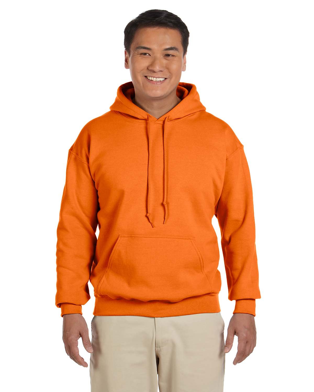 Gildan Men's Heavy Blend Drawcord Hooded Sweatshirt, Safety Pink