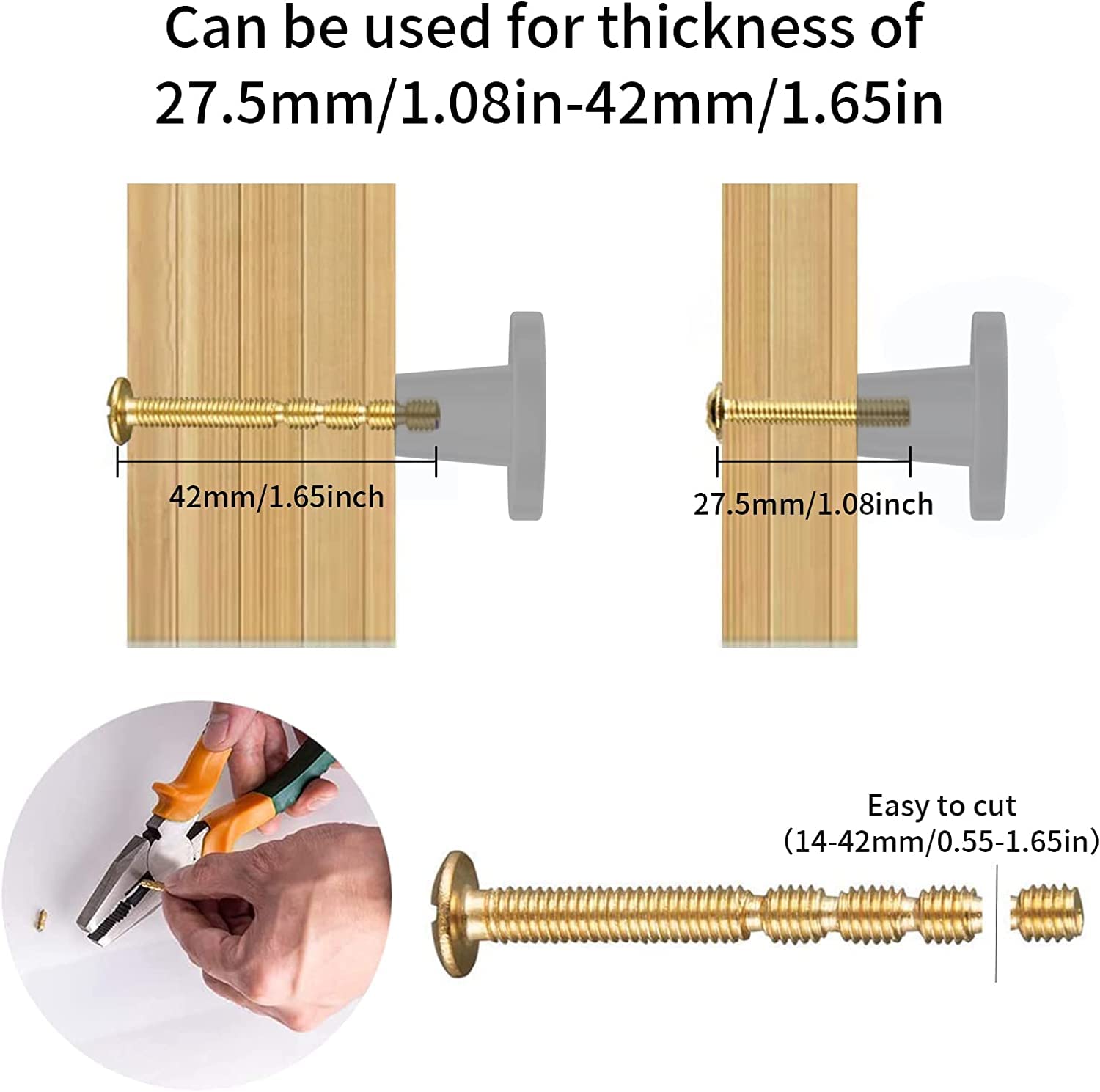 BIGLUFU 6 Pcs Brass Drawer Knobs, 1"/25mm Round Kitchen Cabinet Knobs, Furniture Door Handles Cupboard Pulls with Screws - Image 4