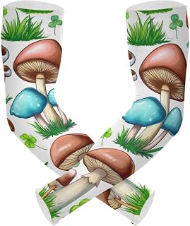 ODAWA Colorful Mushrooms Sun Sleeves with Thumb Hole, UV Sun Protection Moisture Wicking Golfing Arm Sleeves for Men Women Youth