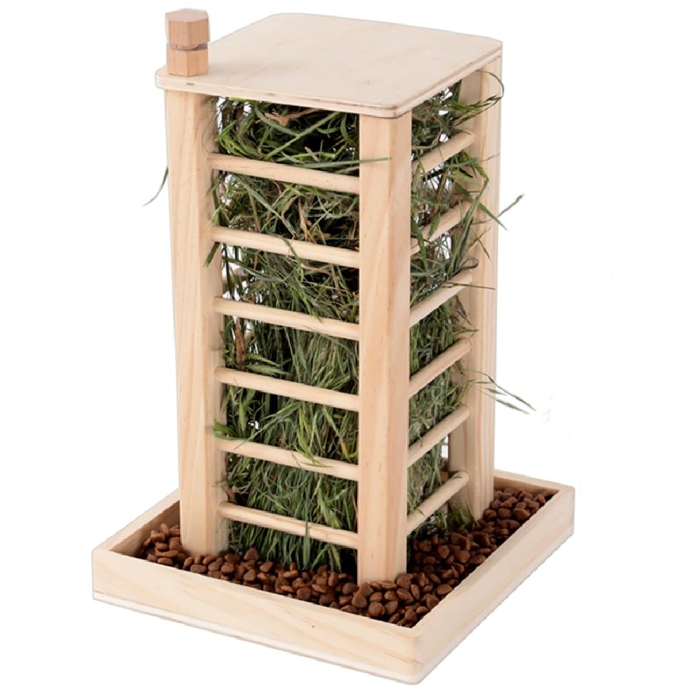 Mangeoire à Foin De Lapin 4 En 1 Mangeoire En Bois Avec Bac à Litière Pour Petit