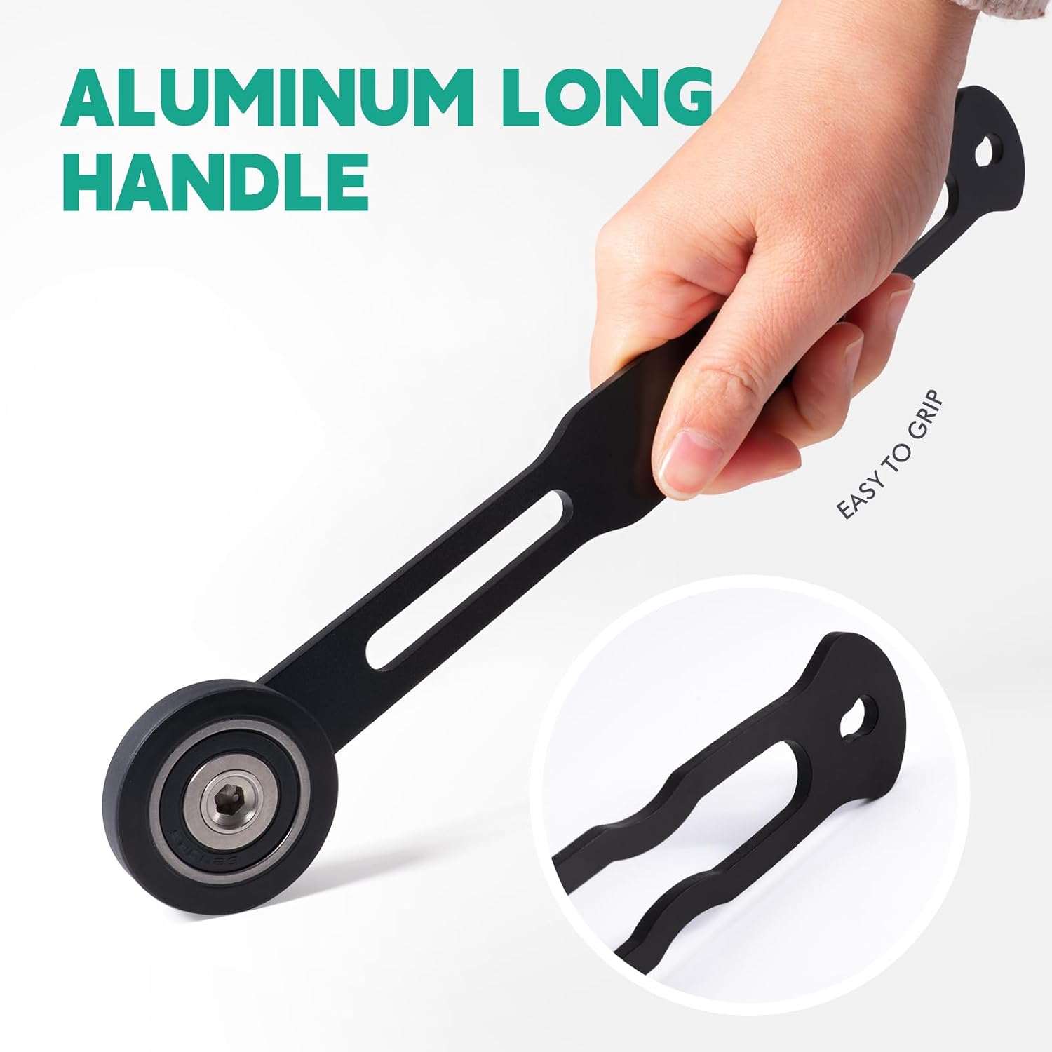 FOSHIO Aluminium Long Handle Seam Roller Detailing Tool, Heavy Duty Smoothing Tool Rubber Penny Roller for Roofing Tape, Vinyl Wrap, Window Film, and Wallpaper Installation