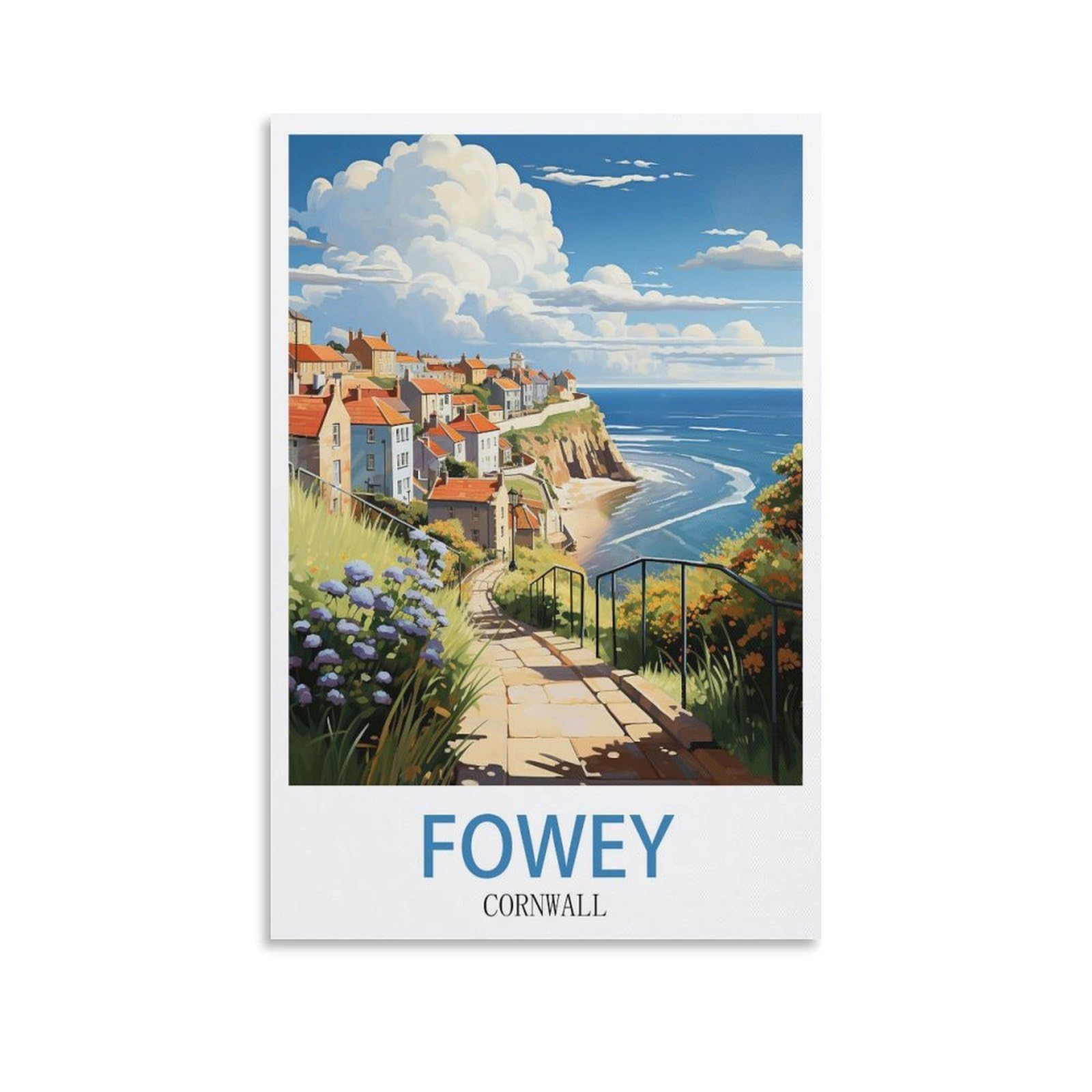 Ezmlfa S210 5D Diamond Art Kits For Beginner,Fowey Cornwall,Diamond Art Kits Gem Cross Stitch Easy Kits For Beginner Crystal Art Crafts Home Wall Decor 30X40cm