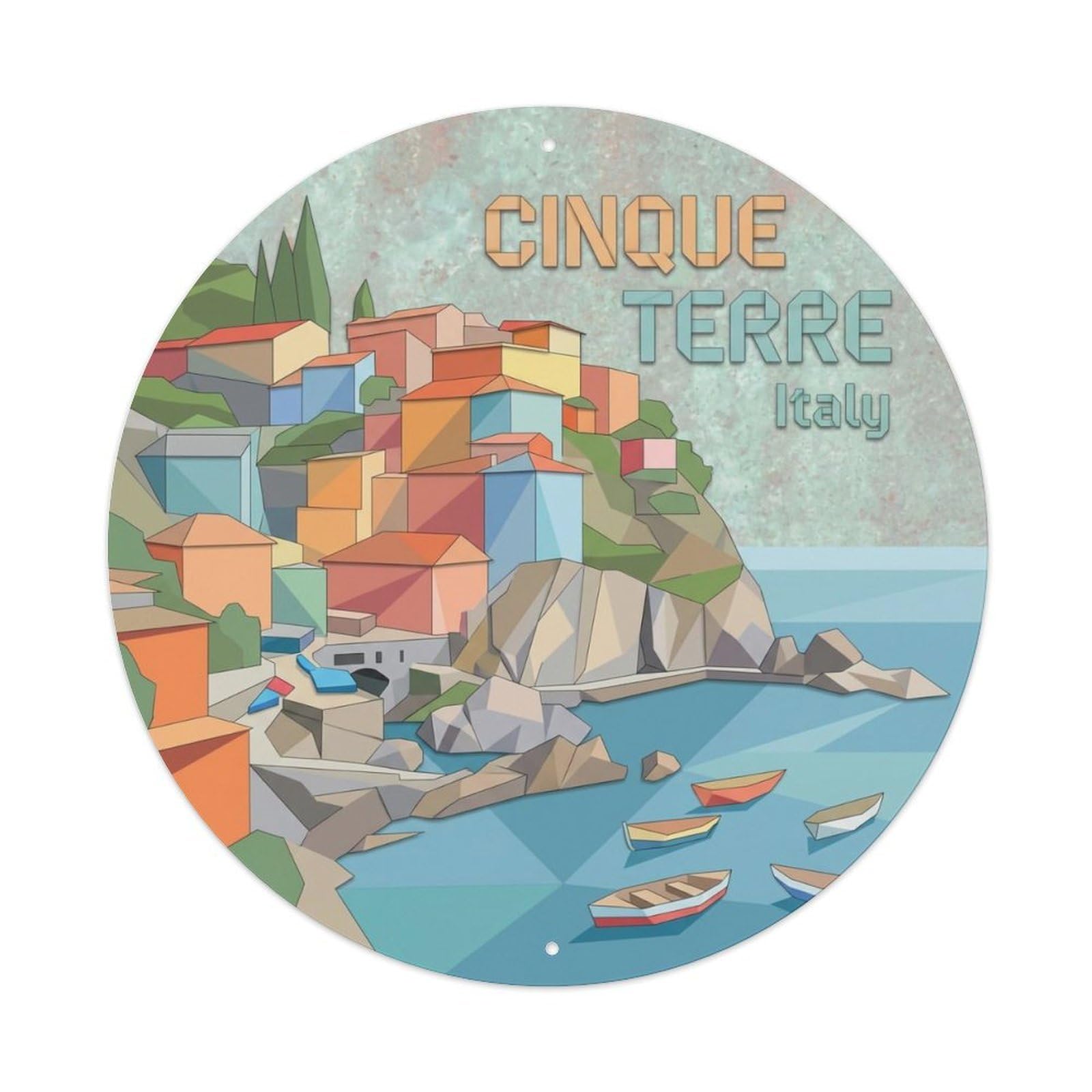 Vintage Travel Cinque Terre Italy Mast Metal Tin Sign