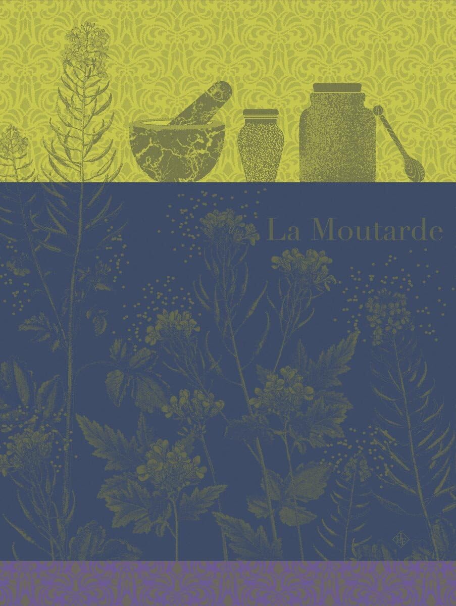 LE JACQUARD FRANÇAIS Tea Towel Moutarde en Fleurs Verte 60 x 80 cm Cotton