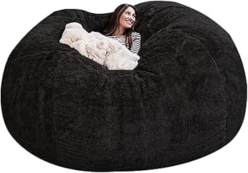 Bean Bag,Big Huge Giant Bean Bag Chair for Adults, No Filler Bean Bag Chair for Adults Kids Comfy Fluffy Giant Round Beanbag Lazy Sofa Cover- Machine Washable Covers, Double Stitched Seams