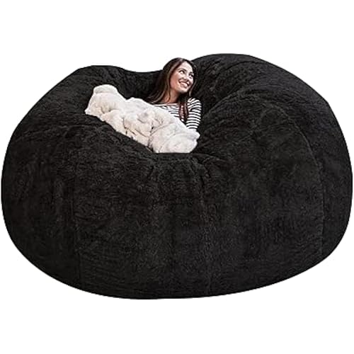 Bean Bag,Big Huge Giant Bean Bag Chair for Adults, (No Filler) Bean Bag Chair for Adults Kids Comfy Fluffy Giant Round Beanbag Lazy Sofa Cover- Machine Washable Covers, Double Stitched Seams