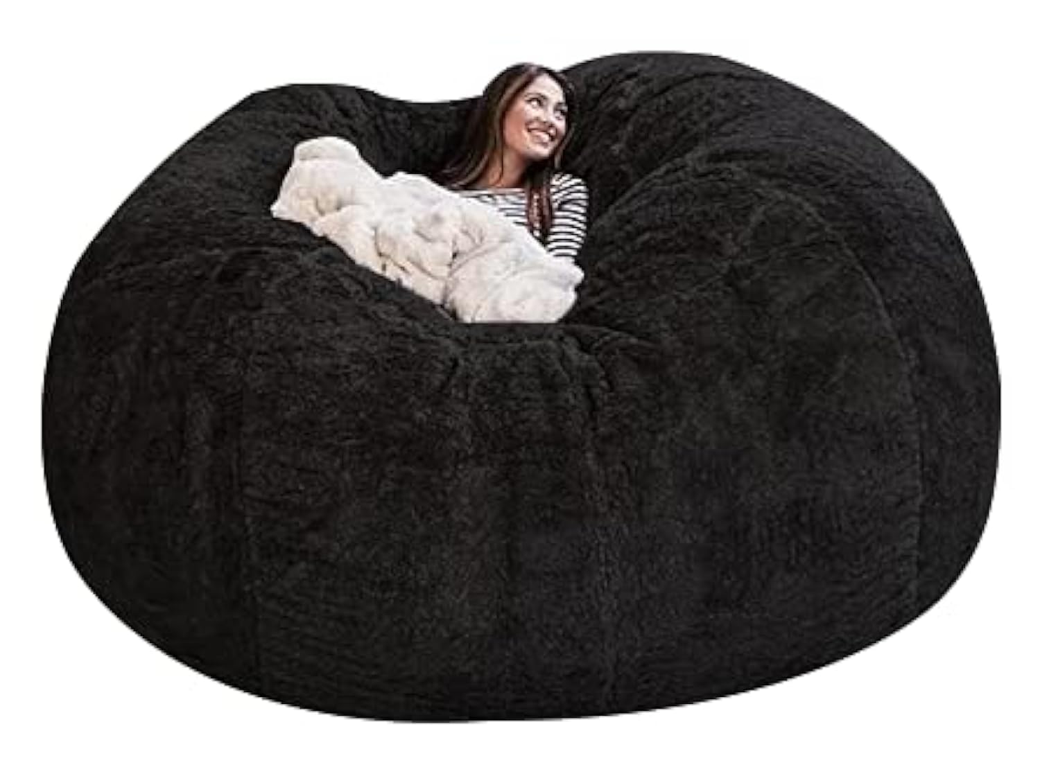 Bean Bag,Big Huge Giant Bean Bag Chair for Adults, (No Filler) Bean Bag Chair for Adults Kids Comfy Fluffy Giant Round Beanbag Lazy Sofa Cover- Machine Washable Covers, Double Stitched Seams