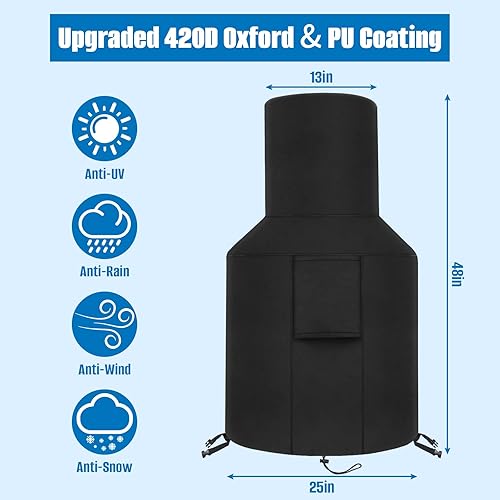 Miniatura 2 de SIRUITON Cubierta de chimenea para patio al aire libre, duradera, resistente a la intemperie, cubierta de chimenea para chimenea (negro)