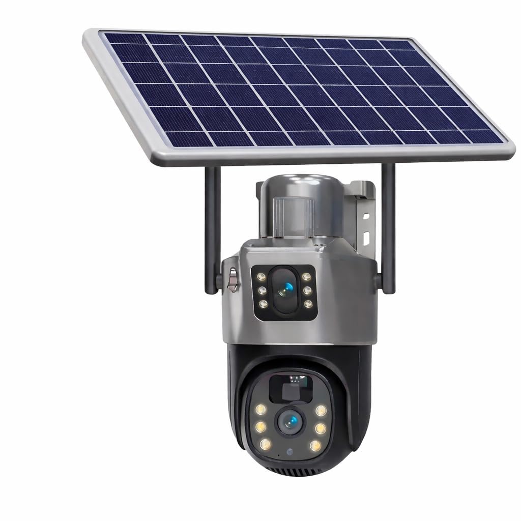 Dual Lens 4G Solar-Powered Outdoor Security Camera, PTZ with LED Lights, Wireless Surveillance System with Wall Mount-picture-13