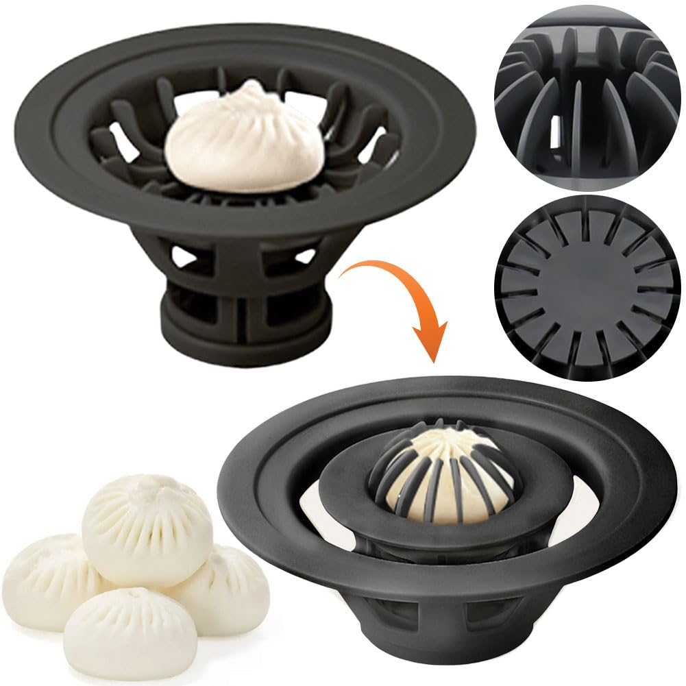 Chinese Baozi Maker Machine, Dumpling Momo Maker Mold, Pastry Pie Steam Bun Mold, Steamed Buns Making Tool, Food-Grade Kitchen Gadgets, Bao Buns Maker Machine for Home Kitchen Beginner (Black)