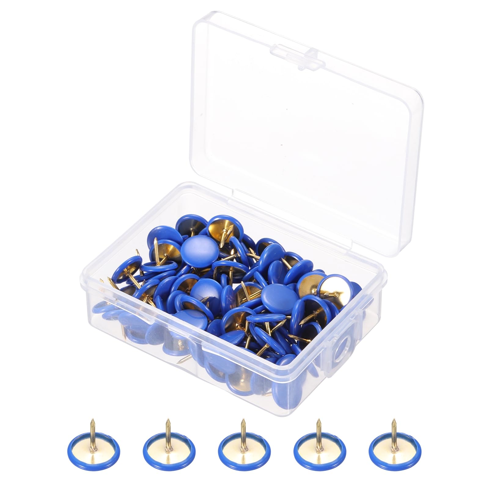 PATIKIL Roundness Push Pins, 200 Pcs Thumb Tacks Plastic Decorative Pins for CorkBoard, Picture, DIY for Home, Office, Blue