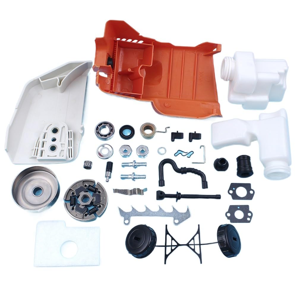 Kit de Tapa de Filtro de Aceite de Tambor de Embrague, Cubierta de piñón de Embrague for Motosierra 017 018 MS170 MS180 con Engranaje de Perno de línea