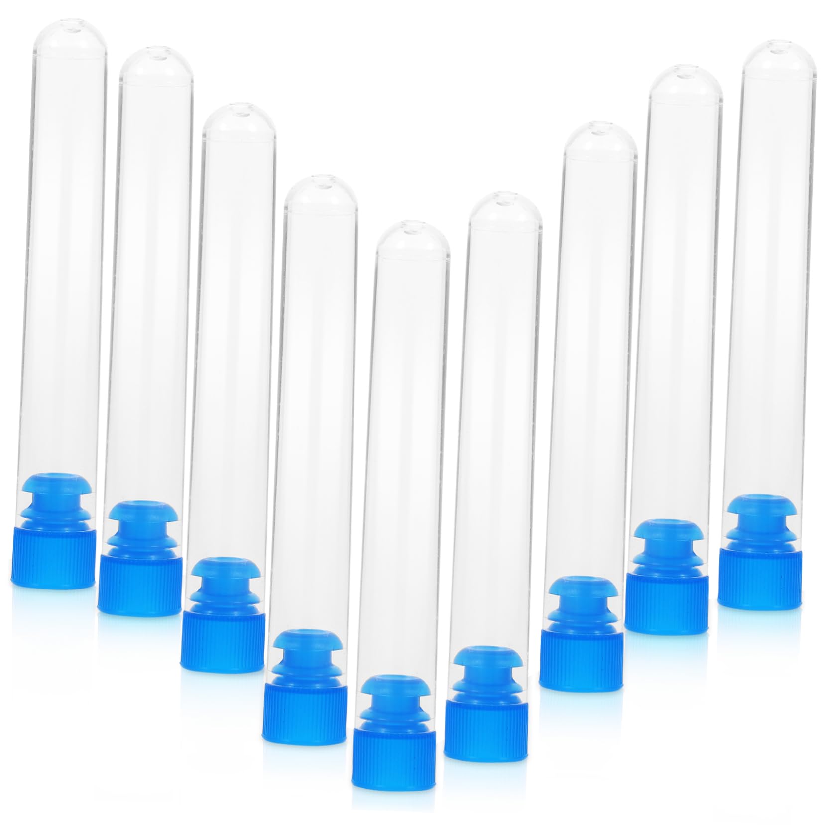 HOMOCONO 50pcs Test Tube Beverage Container Lab Vials Clear Container with Lid Candy Containers Tubes with Stoppers Bar Drinks Tube Chemistry Experiment Equipment Sample Tubes White Plastic