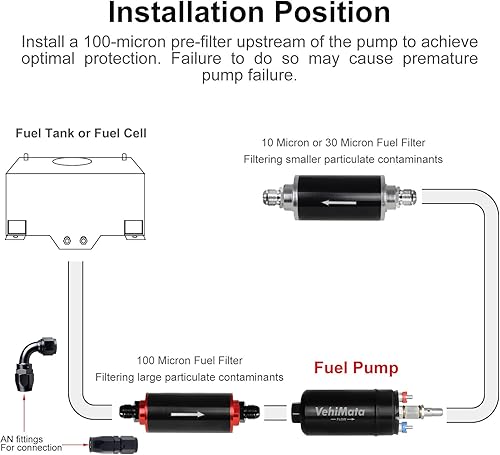 Miniatura 4 de Bomba de combustible en línea externa, flujo eléctrico universal de la bomba de combustible 300LPH alto para el sistema 12V EFI